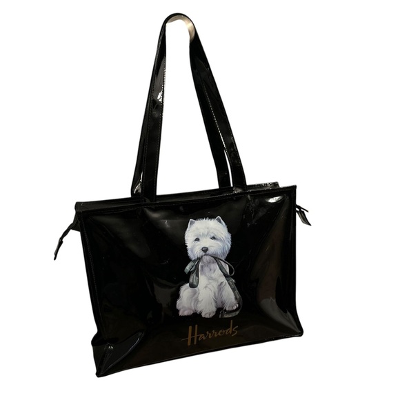 Harrods Westie Dog Tote Bag Zipper Closure - Picture 6 of 7